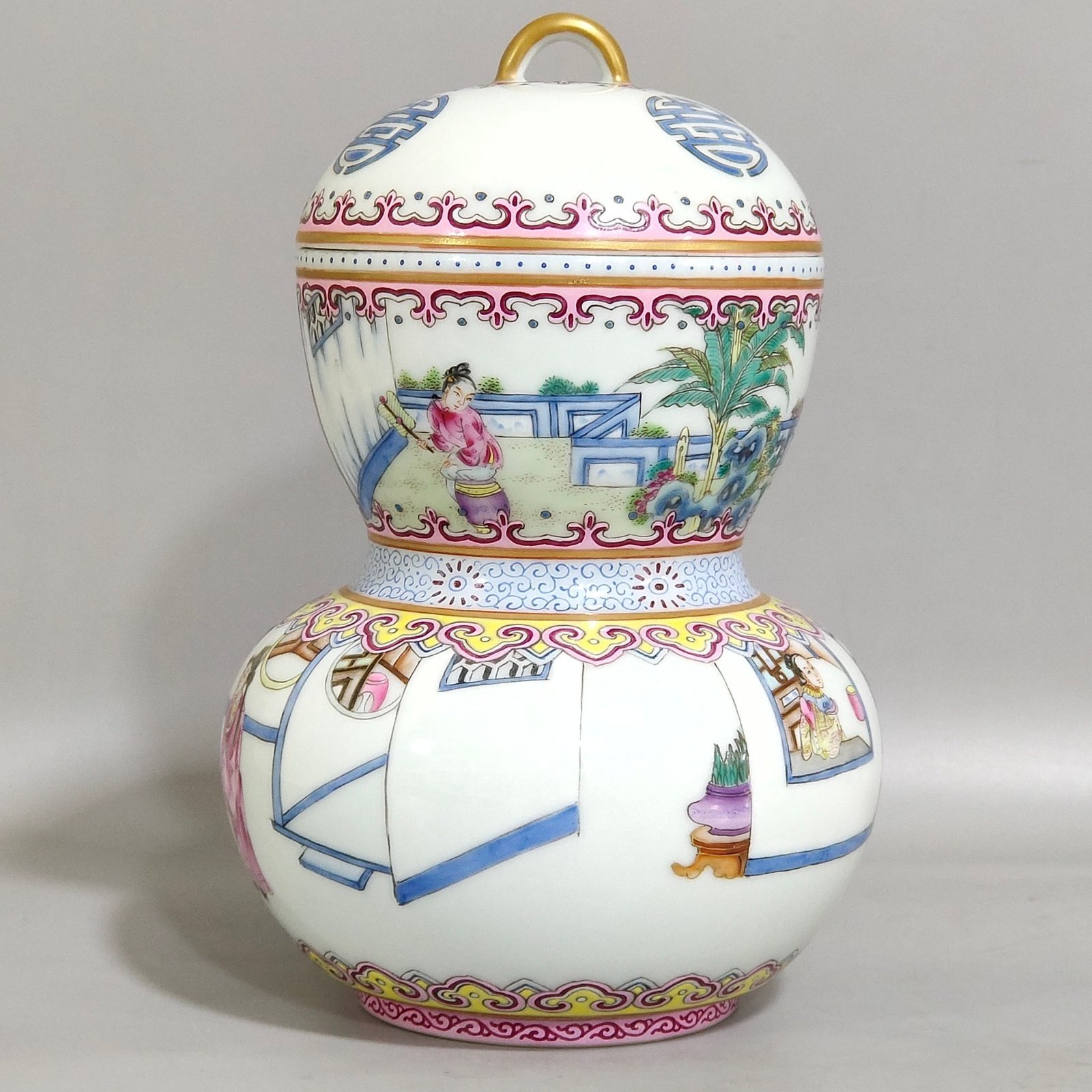 Qing Dynasty Qianlong character story warm wine pot