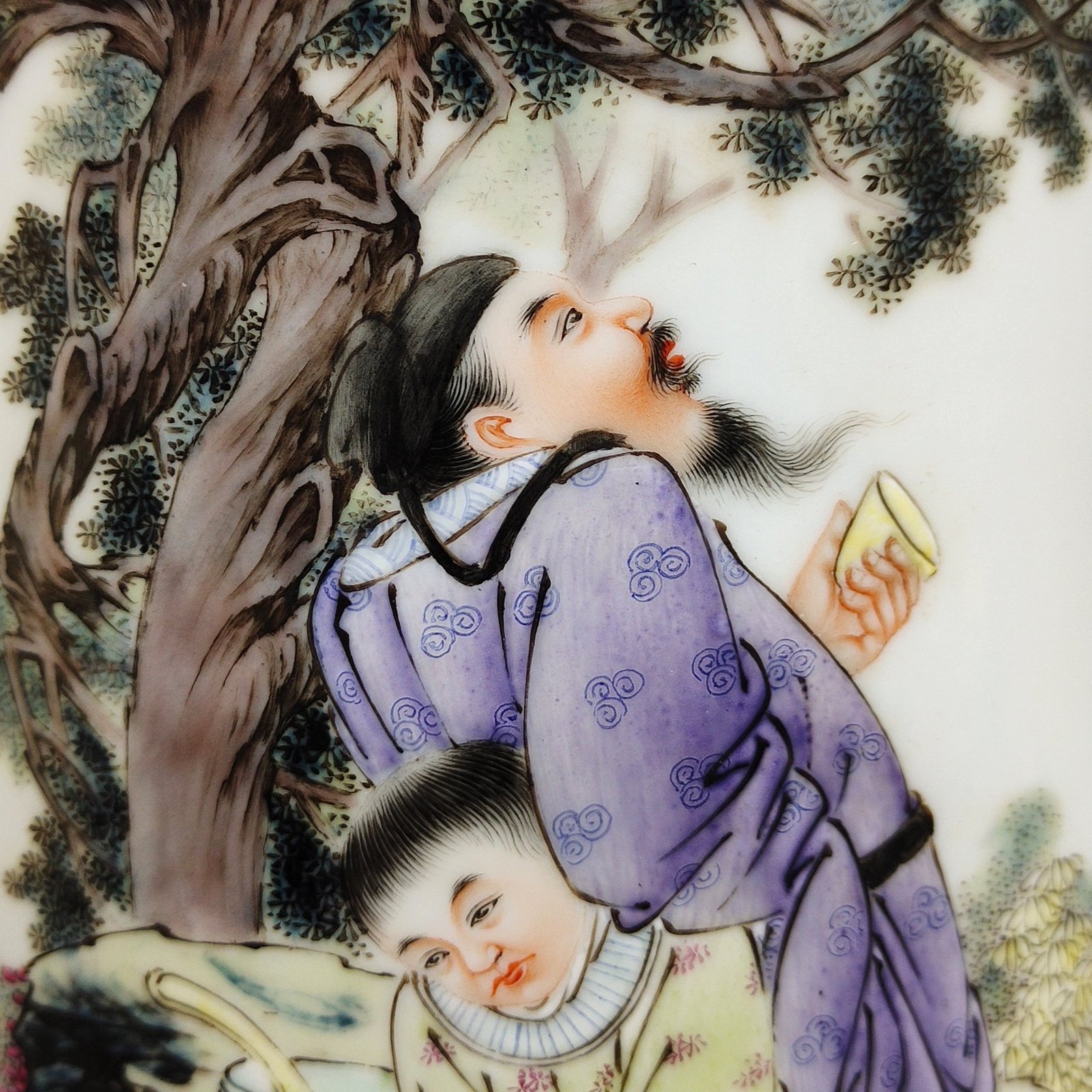 Qing Dynasty Qianlong figure enamel Li Bai drunken stick vase