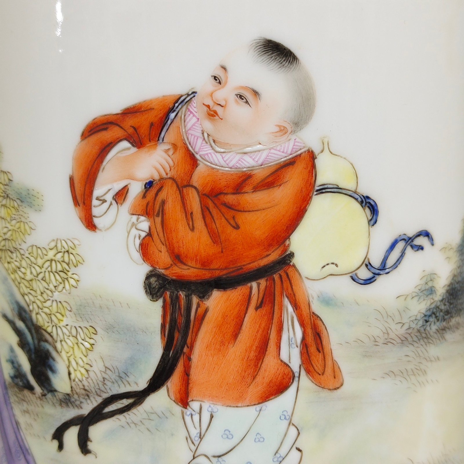 Qing Dynasty Qianlong figure enamel Li Bai drunken stick vase