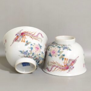 Qing Dynasty Qianlong Phoenix Peony Poetry Cup