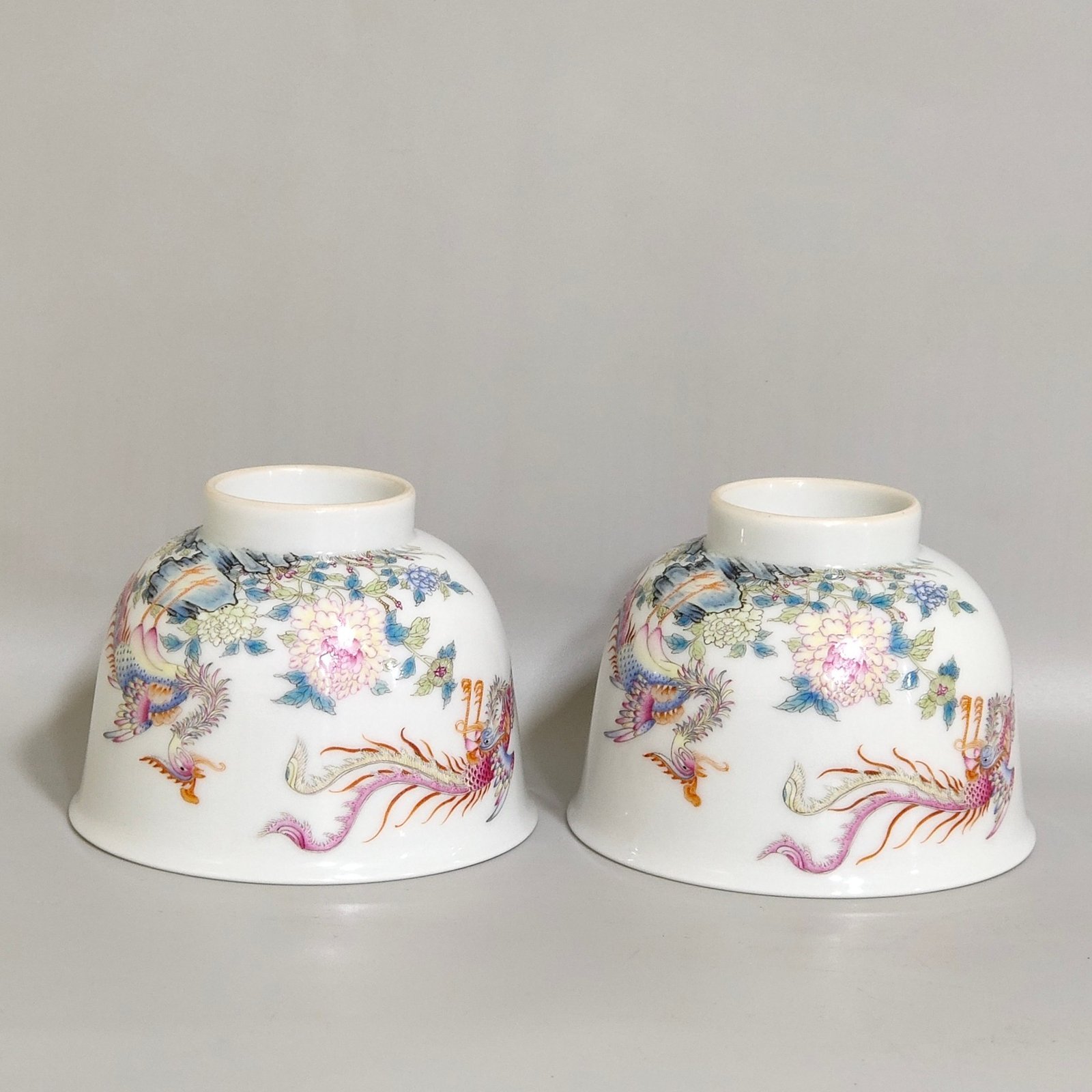 Qing Dynasty Qianlong Phoenix Peony Poetry Cup