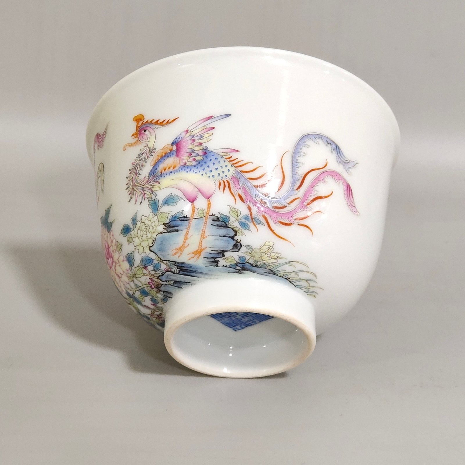 Qing Dynasty Qianlong Phoenix Peony Poetry Cup