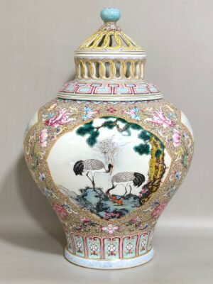 Qing Dynasty Qianlong Aluminum red landscape attic incense burner