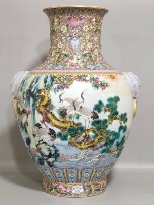 Qing Dynasty Qianlong famille rose porcelain Elephant Ear Vase