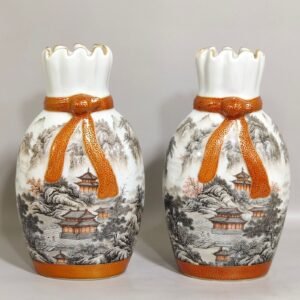 Qing Dynasty Qianlong ink and gold landscape attic vase