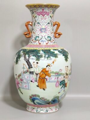 Qing Dynasty Qianlong infant play amphorae