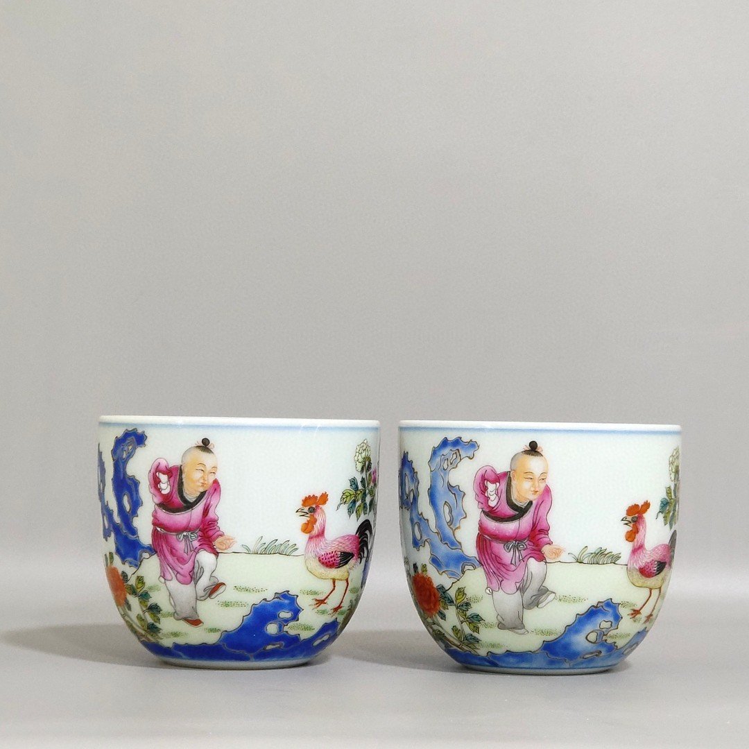 Qing Dynasty Qianlong imperial poem chicken cup