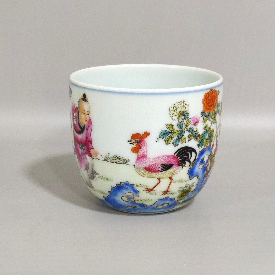 Qing Dynasty Qianlong imperial poem chicken cup