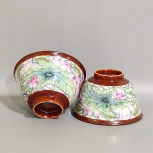 Qing Dynasty Qianlong wood grain glazed lotus cup