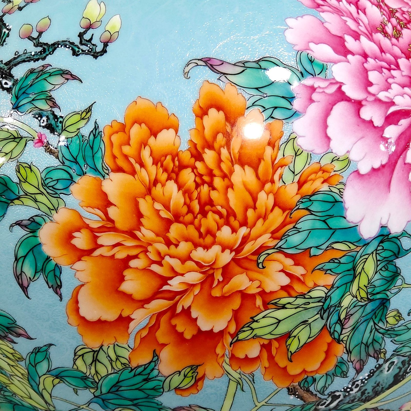 Qing Dynasty Qianlong turquoise green peeled peony flower blooming wealth celestial vase