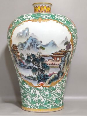Qing Dynasty Qianlong saltwater carp window landscape plum vase