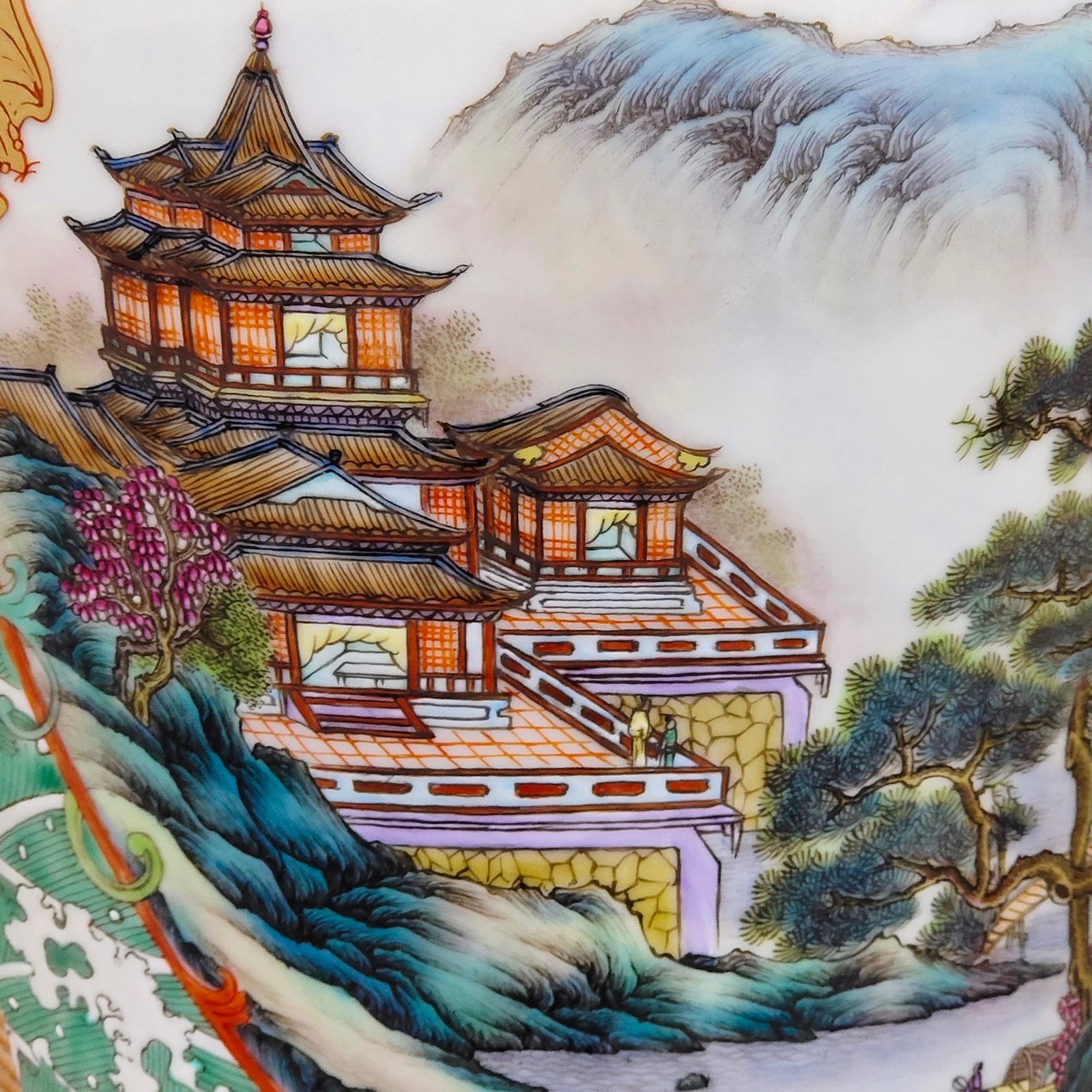 Qing Dynasty Qianlong saltwater carp window landscape plum vase