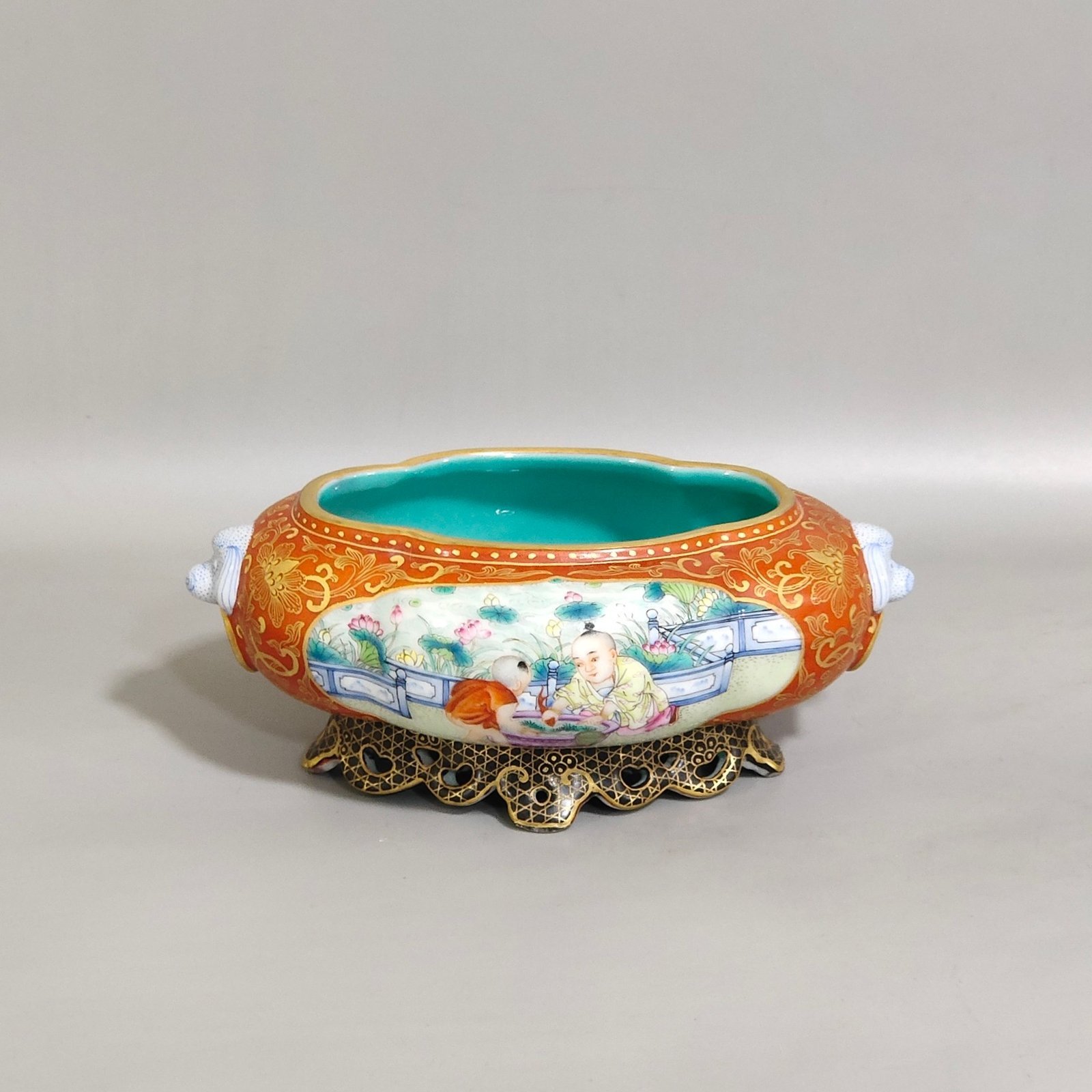 Qing Dynasty Qianlong a pair of two-ear water bowls