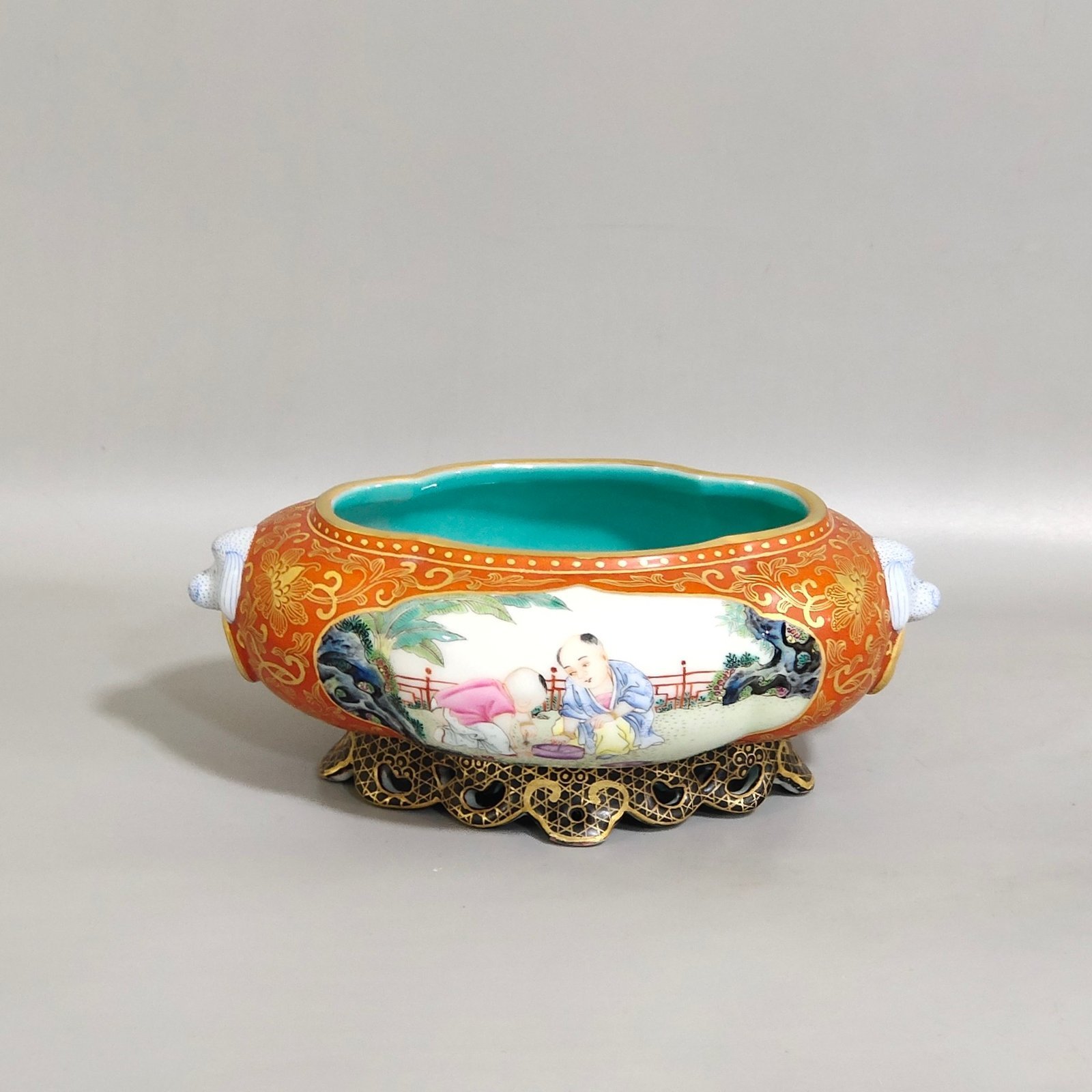 Qing Dynasty Qianlong a pair of two-ear water bowls