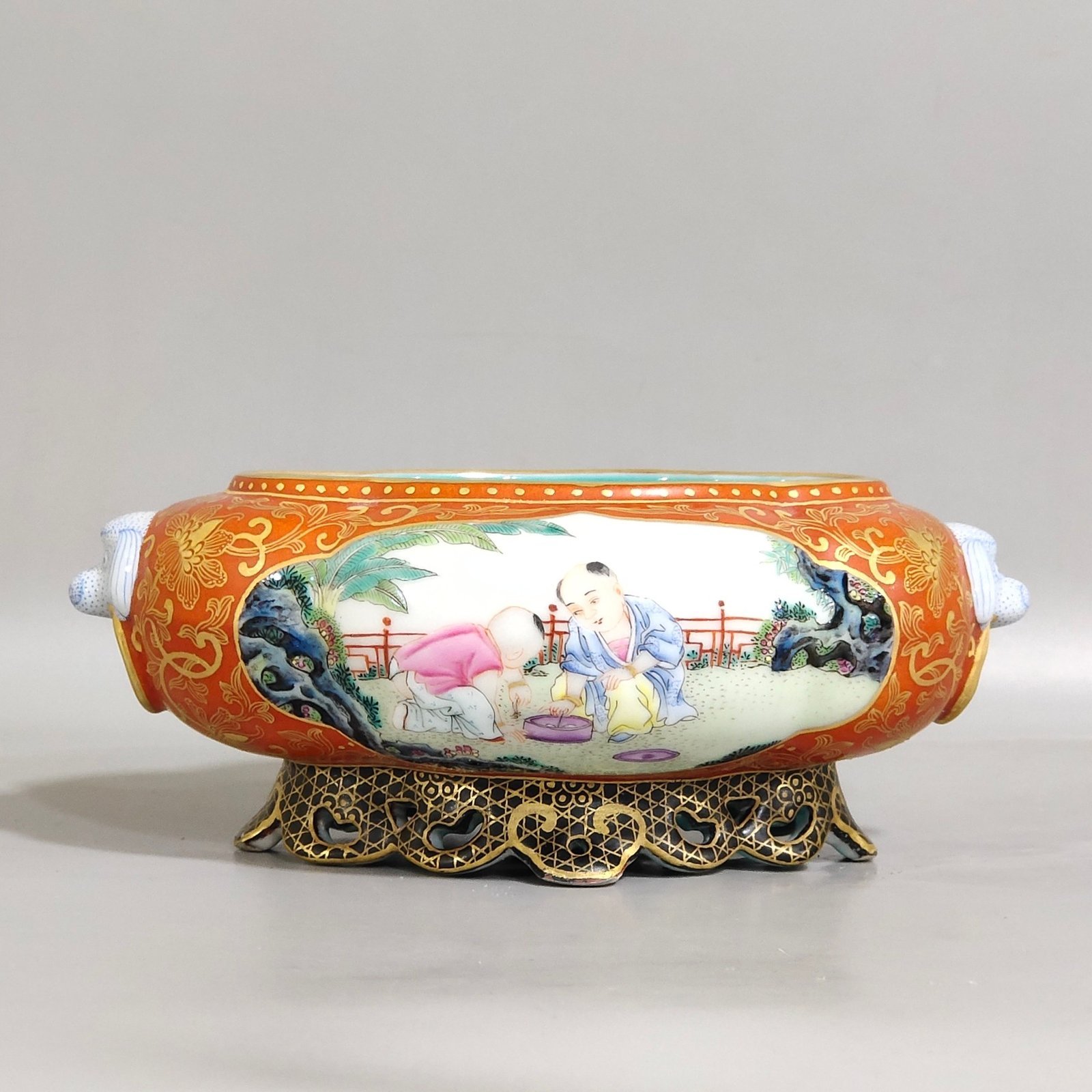 Qing Dynasty Qianlong a pair of two-ear water bowls