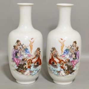 Qing Dynasty Qianlong enamel vase with poems written by the Eight Immortals crossing the sea