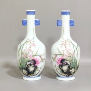 Qing Dynasty Qianlong enamel orchid amphorae