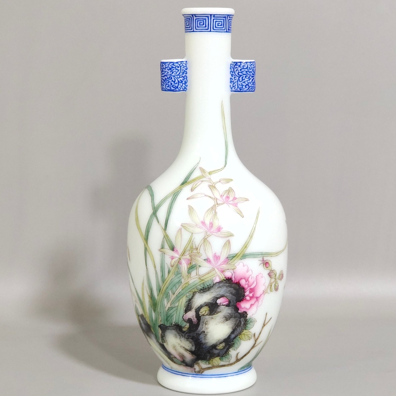 Qing Dynasty Qianlong enamel orchid amphorae