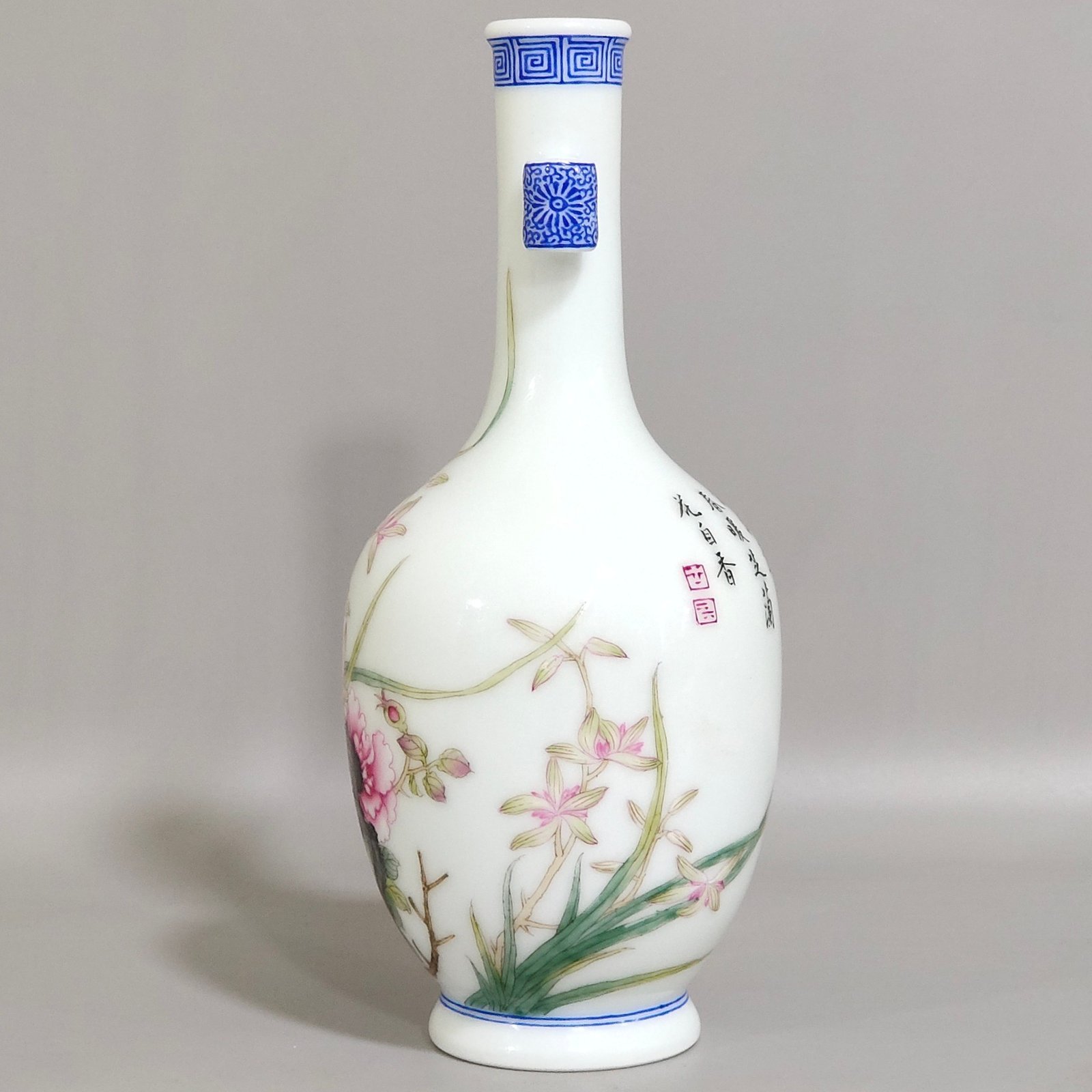 Qing Dynasty Qianlong enamel orchid amphorae