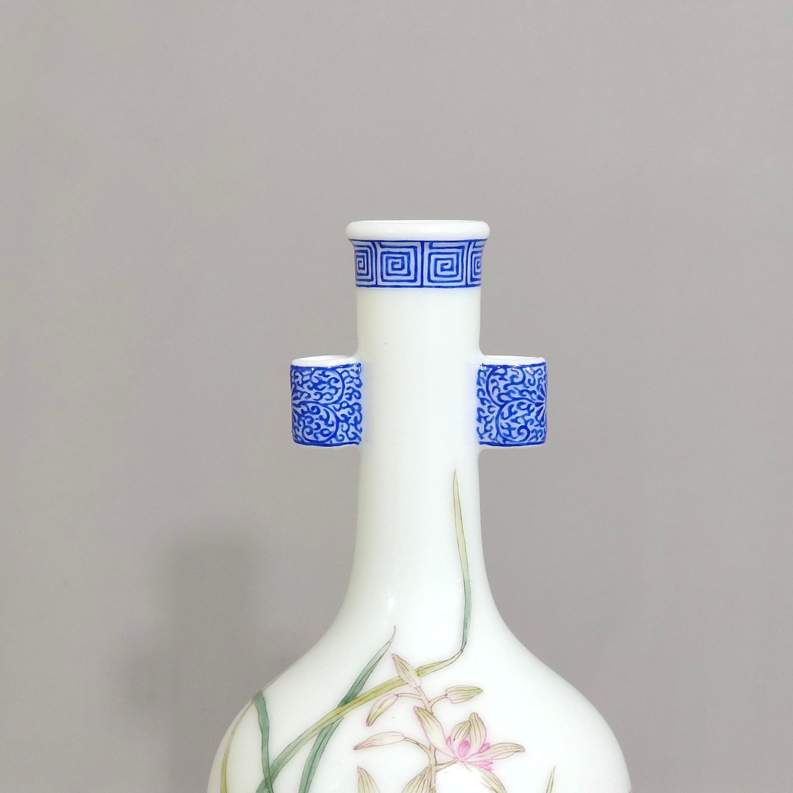 Qing Dynasty Qianlong enamel orchid amphorae