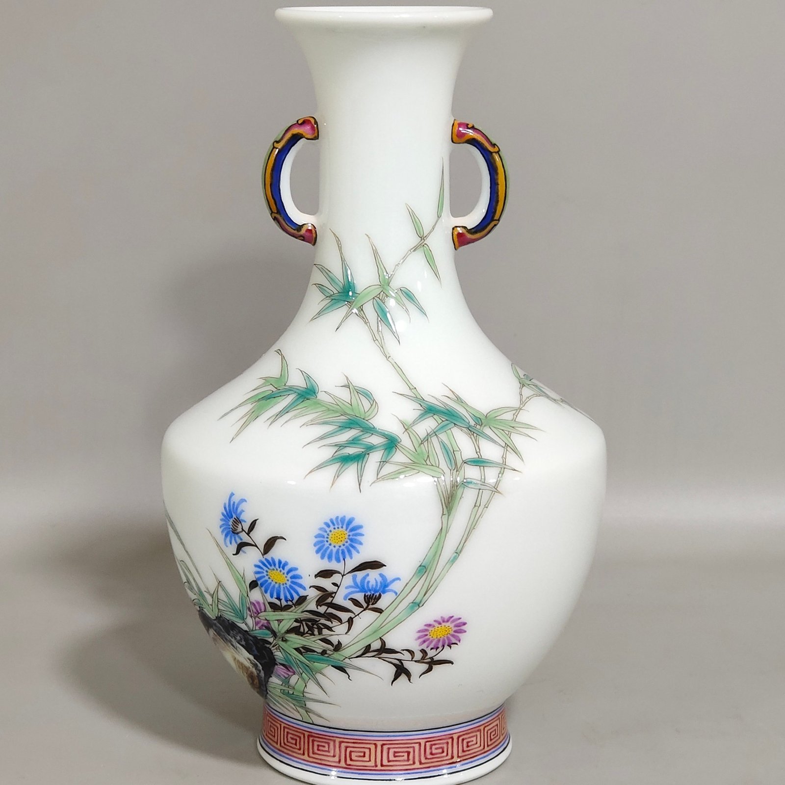 Qing Dynasty Qianlong enamel orchid poem amphorae