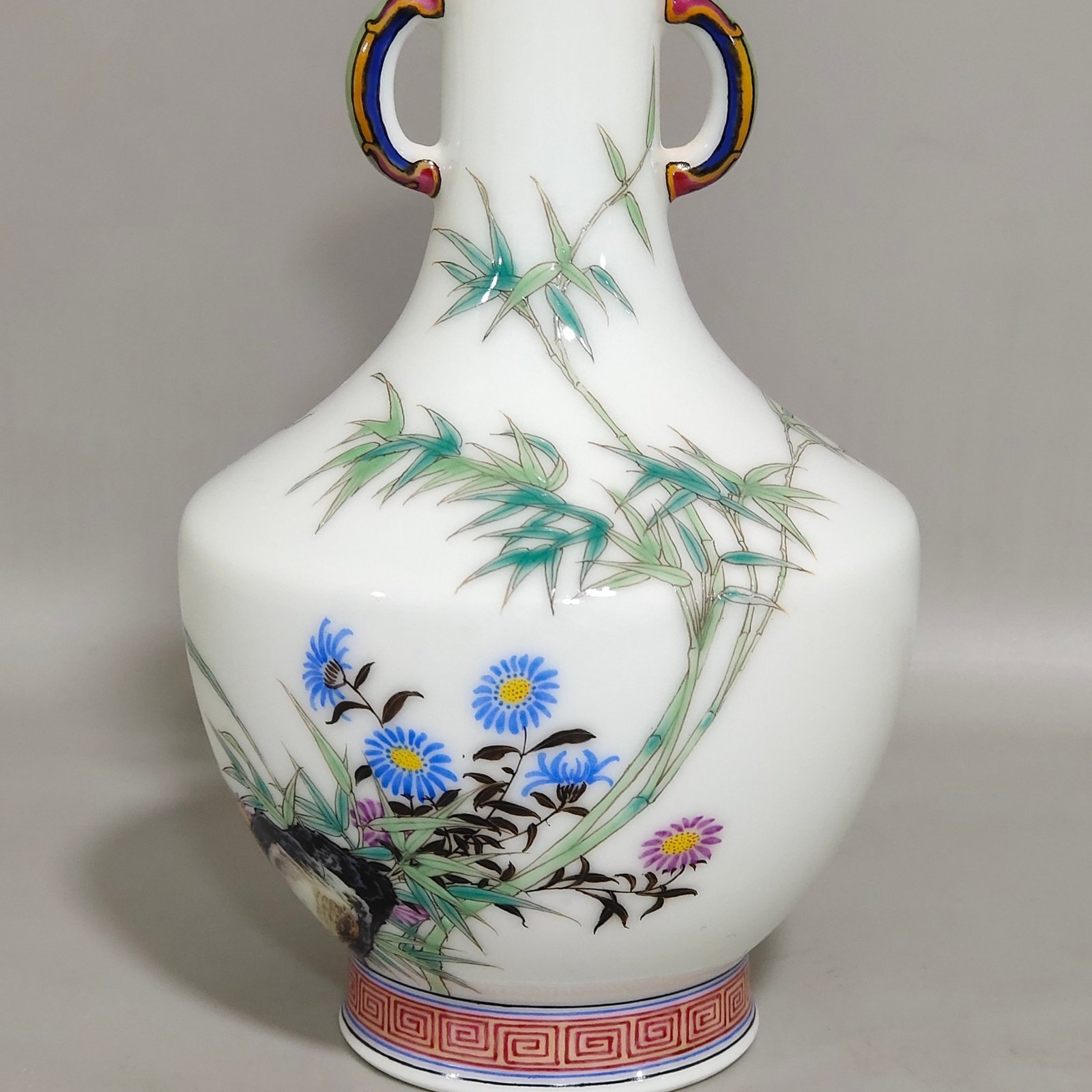 Qing Dynasty Qianlong enamel orchid poem amphorae