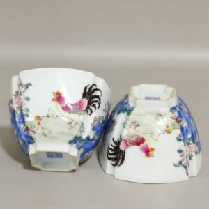 Qing Dynasty Qianlong enamel square cup with great fortune