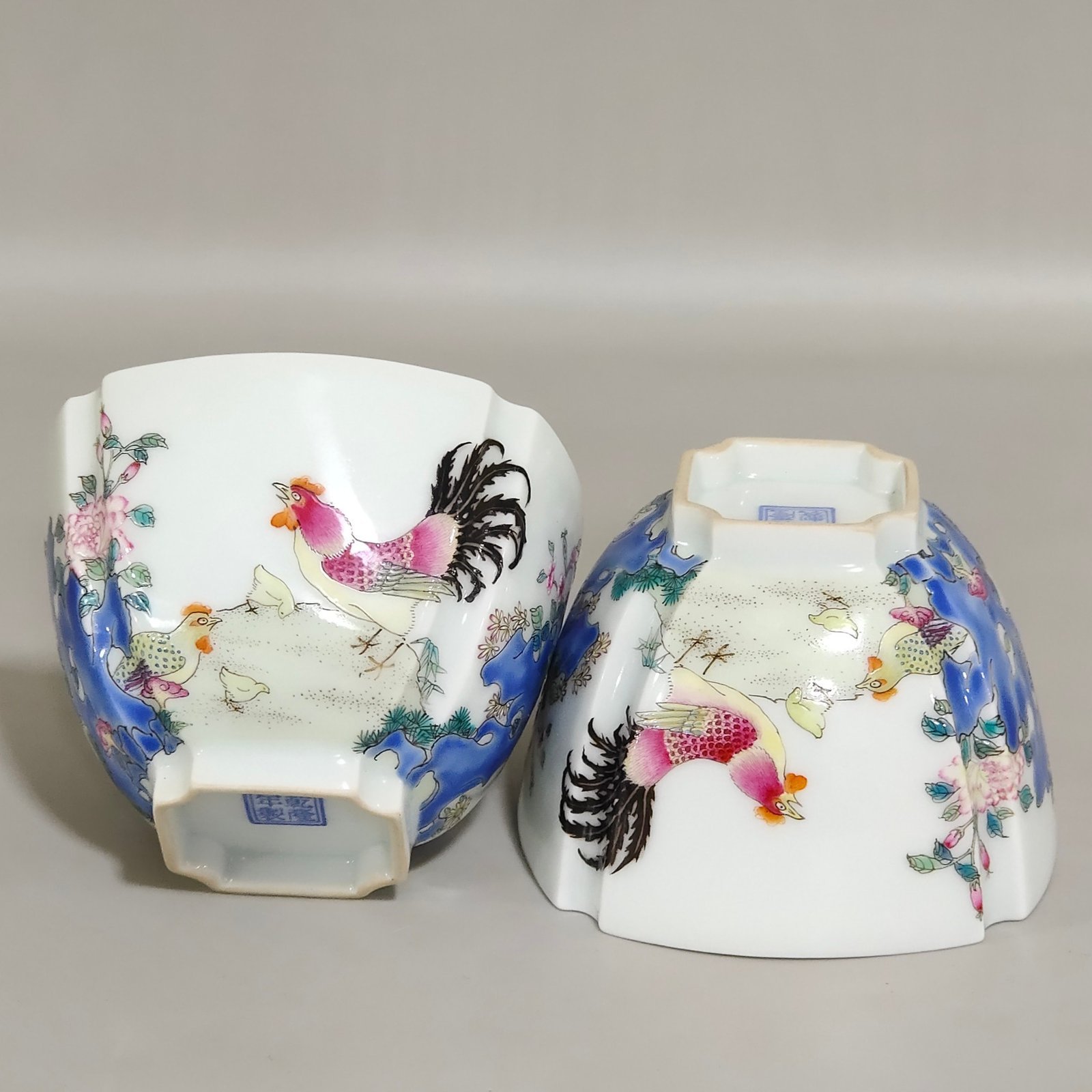 Qing Dynasty Qianlong enamel square cup with great fortune