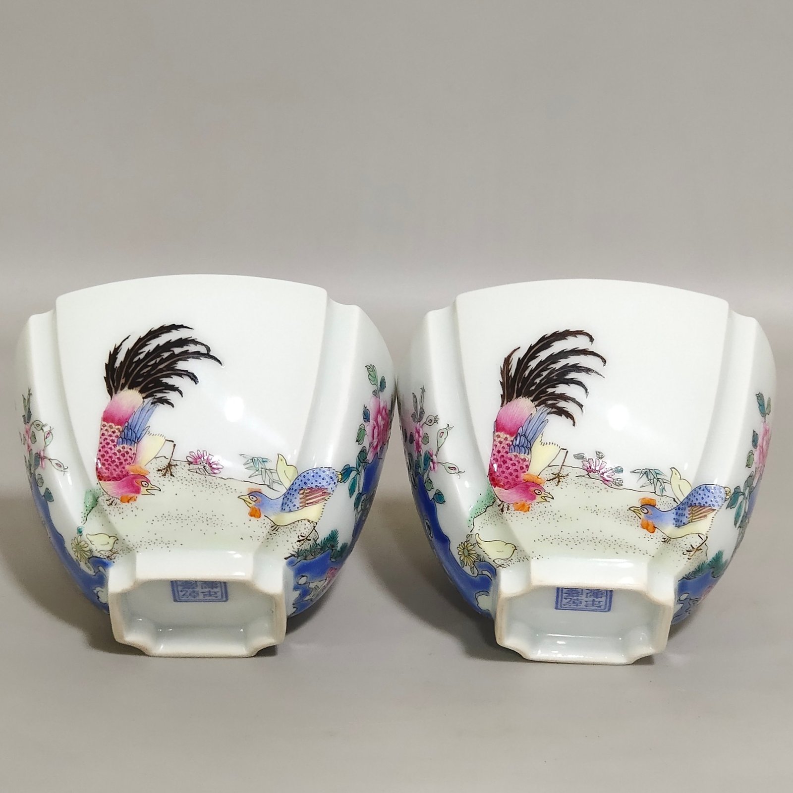 Qing Dynasty Qianlong enamel square cup with great fortune