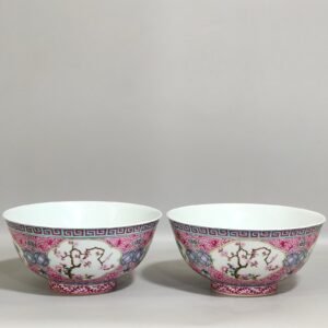 Qing Dynasty Qianlong enamel agate red windowed four-season flower bowl