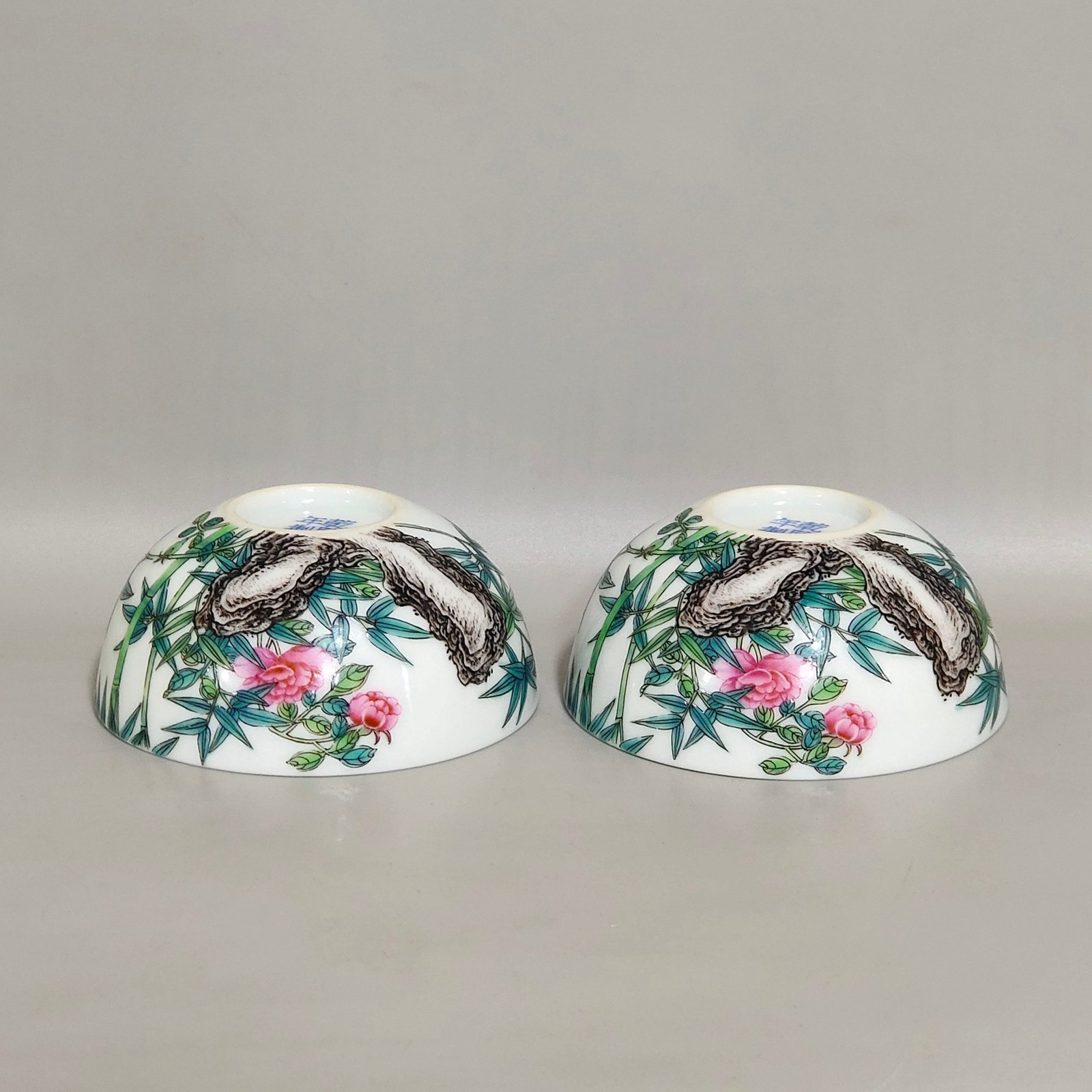 Qing Dynasty Qianlong enamel bamboo and flower inscribed poem cup
