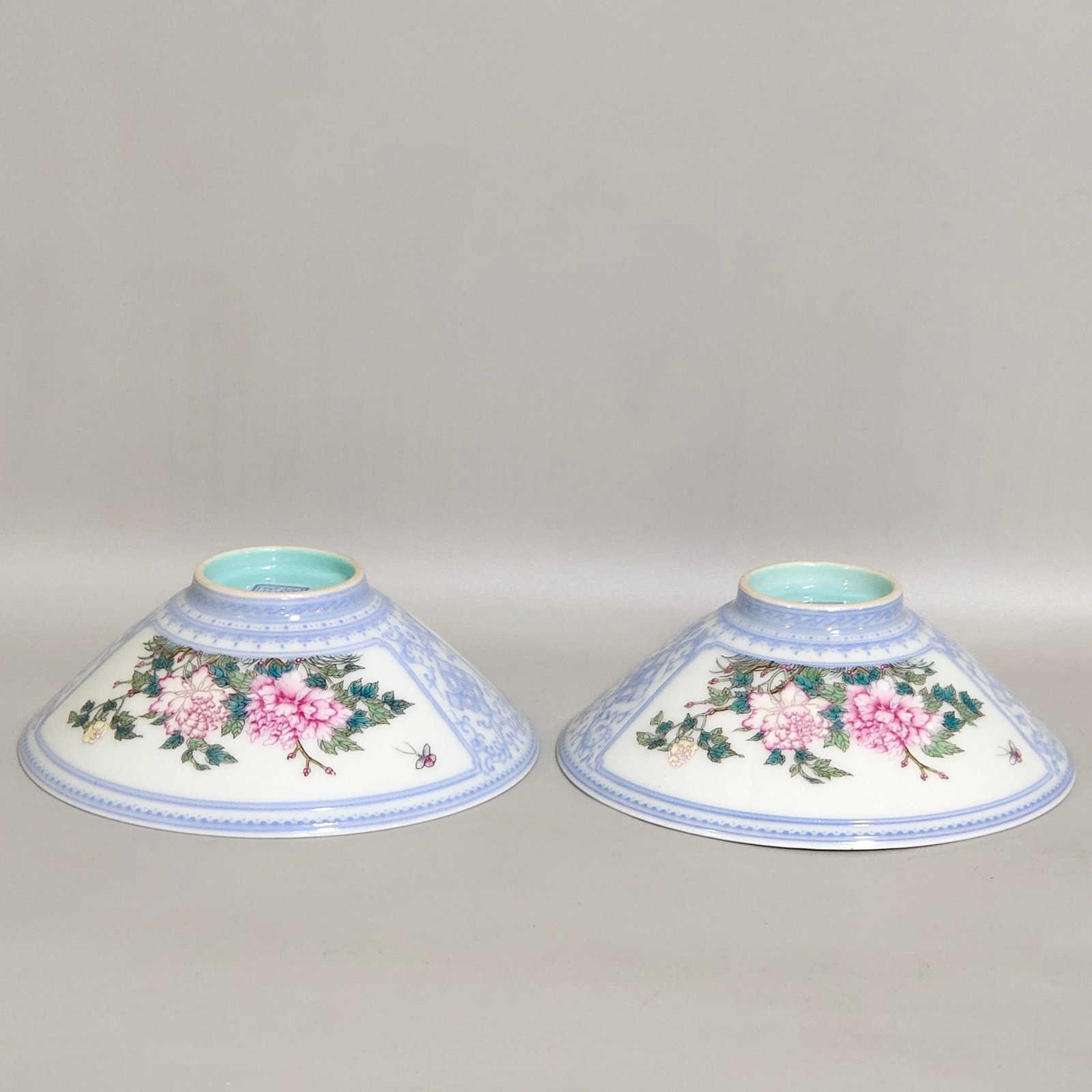 Qing Dynasty Qianlong enamel green edging window flower and bird bamboo hat cup