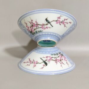 Qing Dynasty Qianlong enamel colorful emerald edge window lotus mandarin duck bamboo hat cup
