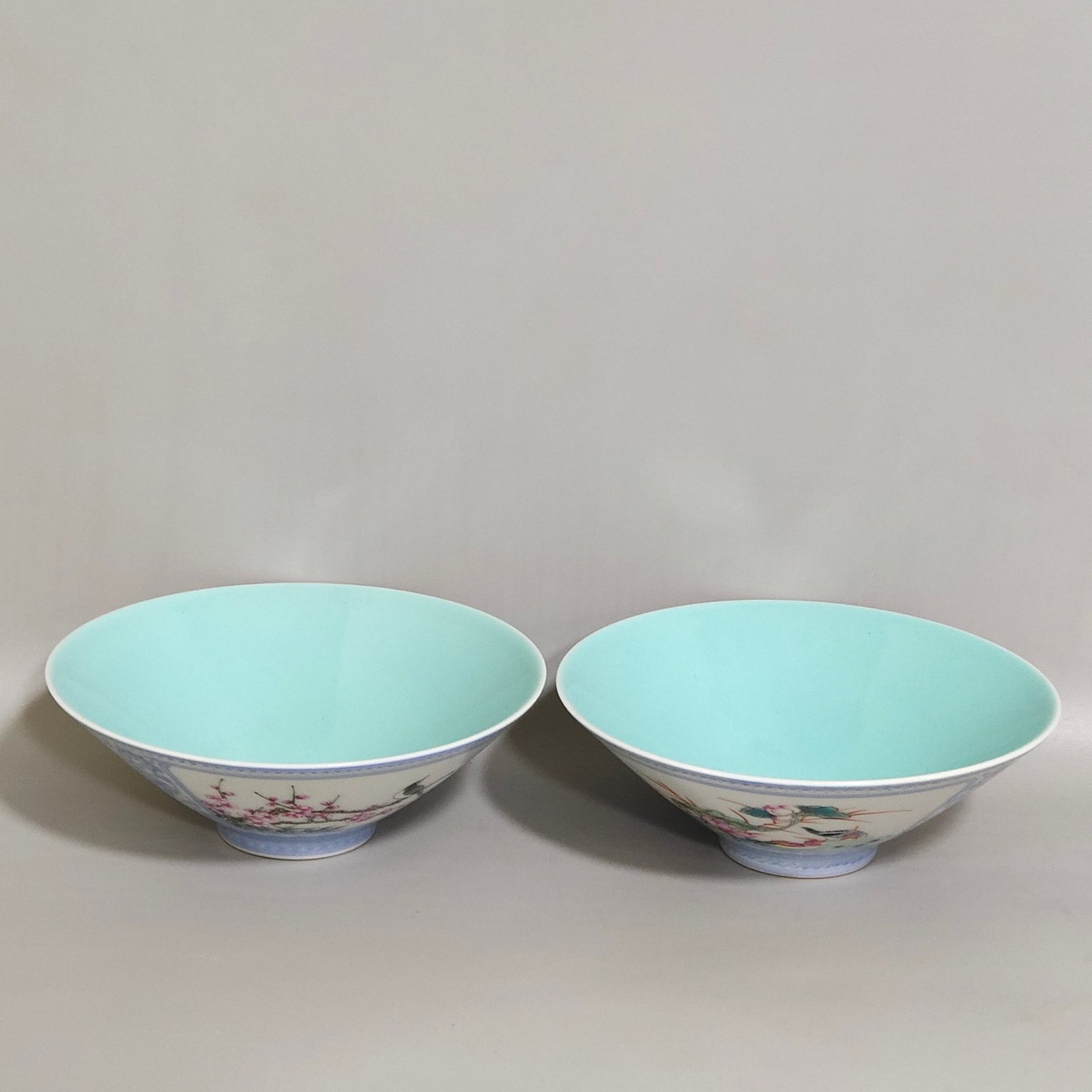 Qing Dynasty Qianlong enamel colorful emerald edge window lotus mandarin duck bamboo hat cup