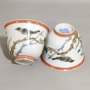 Qing Dynasty Qianlong enamel cup with flowers and birds inscribed with poems