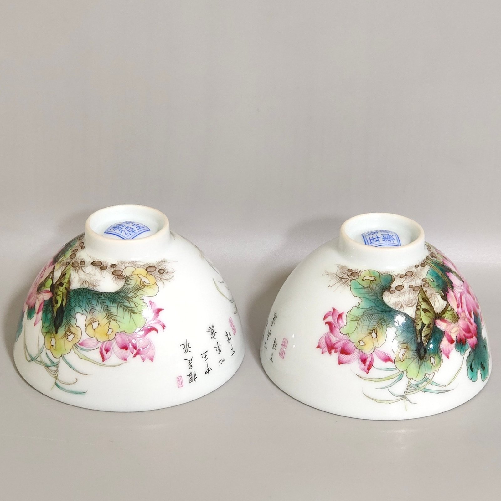 Qing Dynasty Qianlong enamel lotus poem chicken heart cup