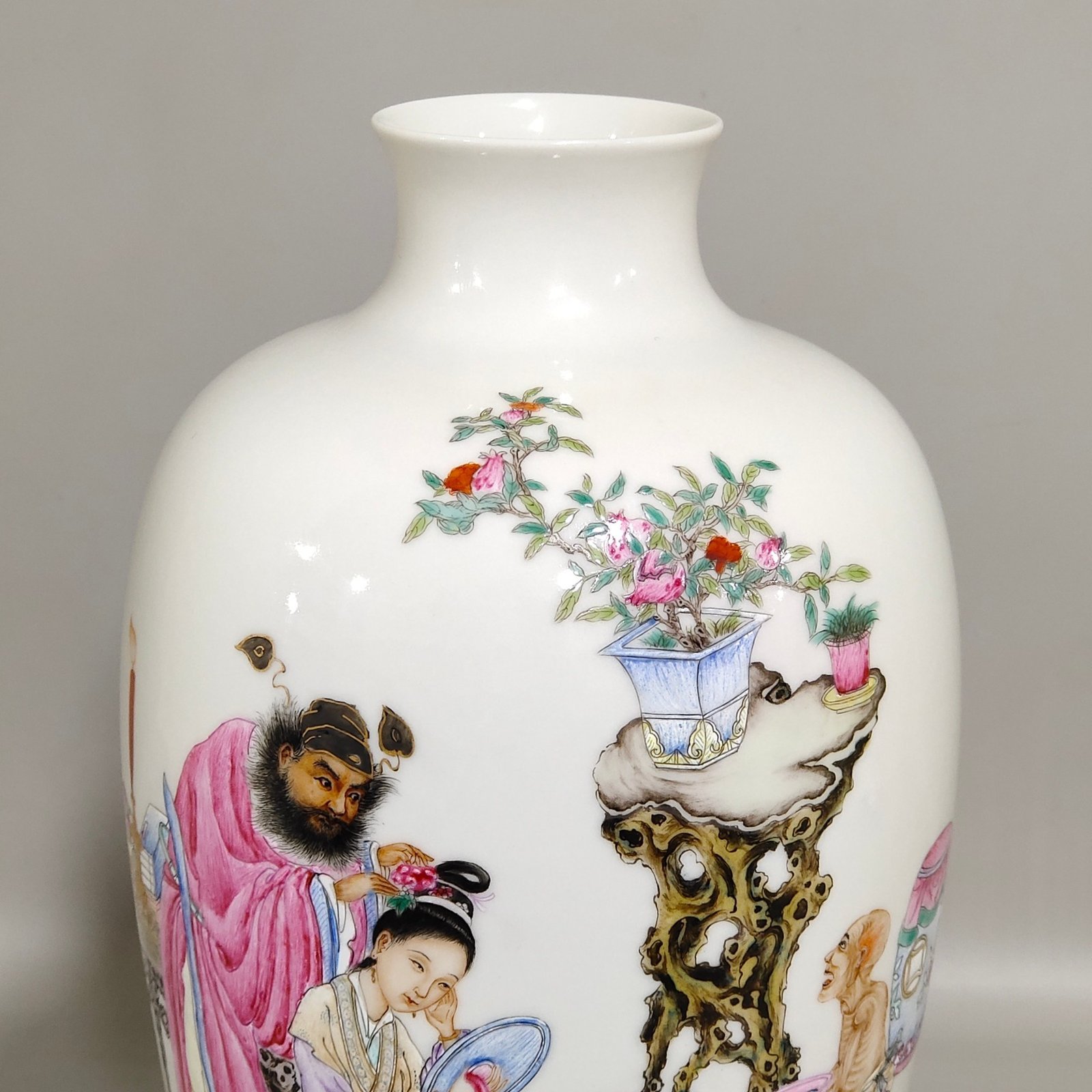 Qing Dynasty Qianlong enamel plum vase with a poem
