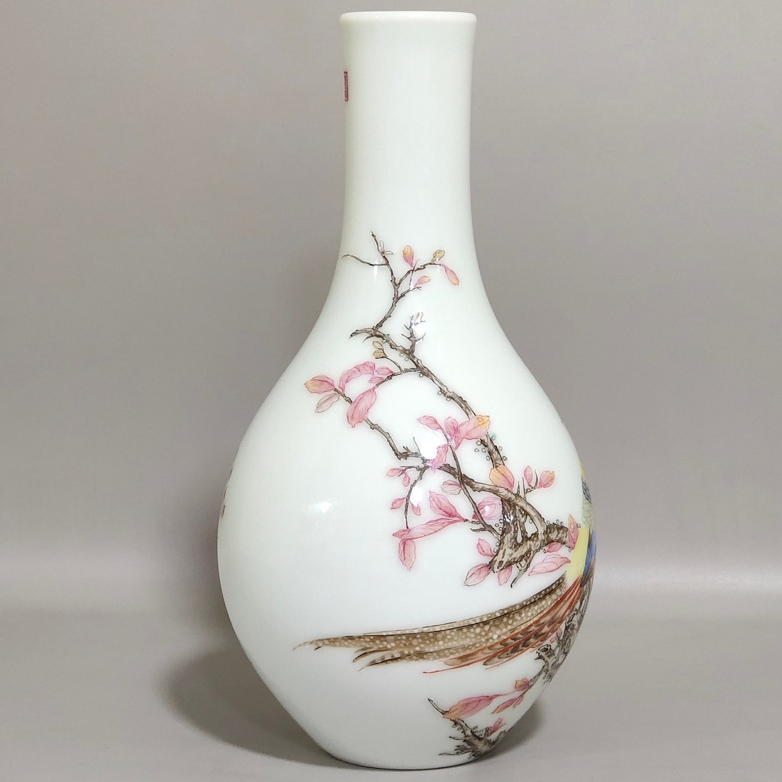 Qing Dynasty Qianlong enamel olive vase with poems