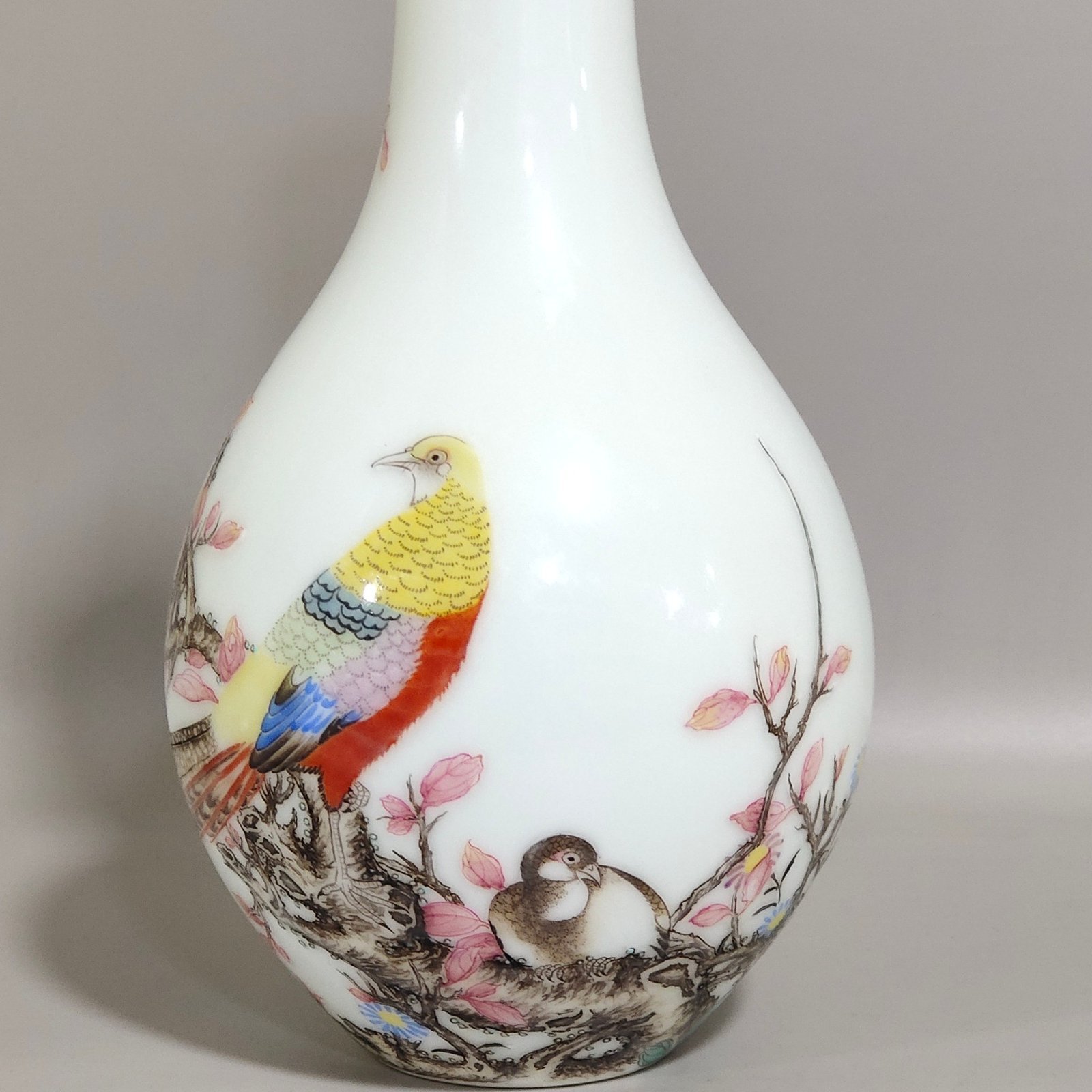 Qing Dynasty Qianlong enamel olive vase with poems
