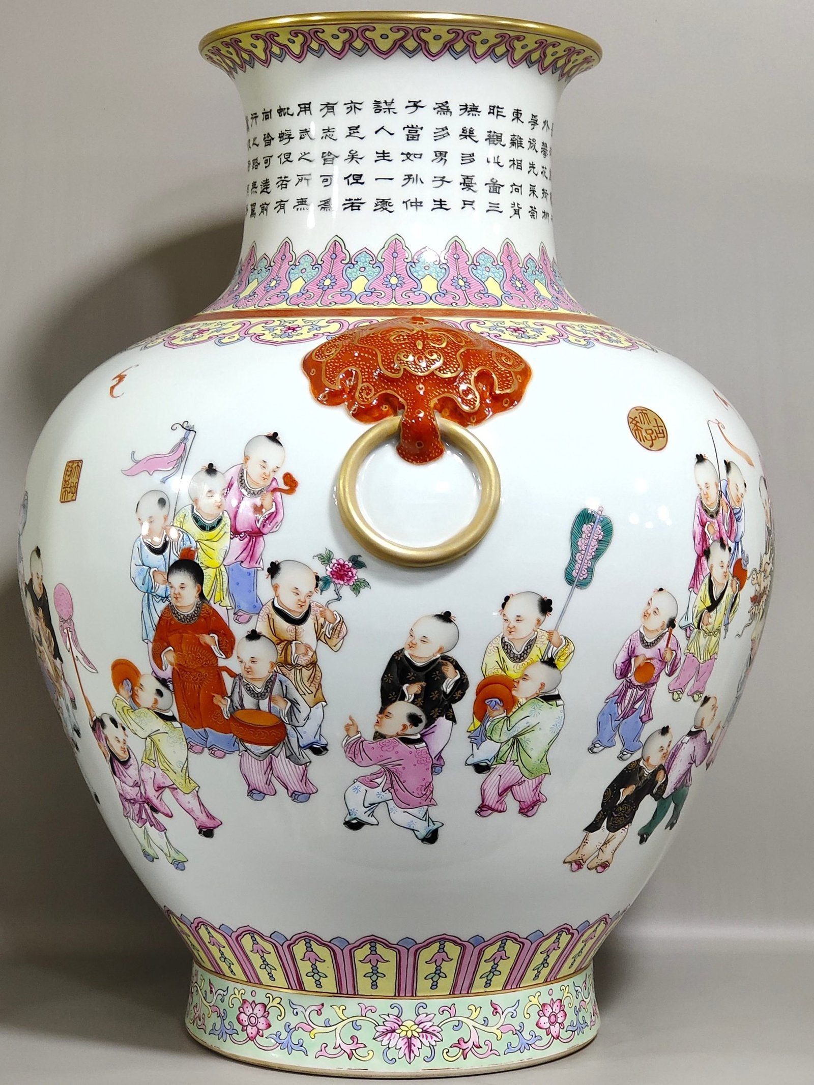 Qing Dynasty Qianlong Hundred Sons Picture with Poem