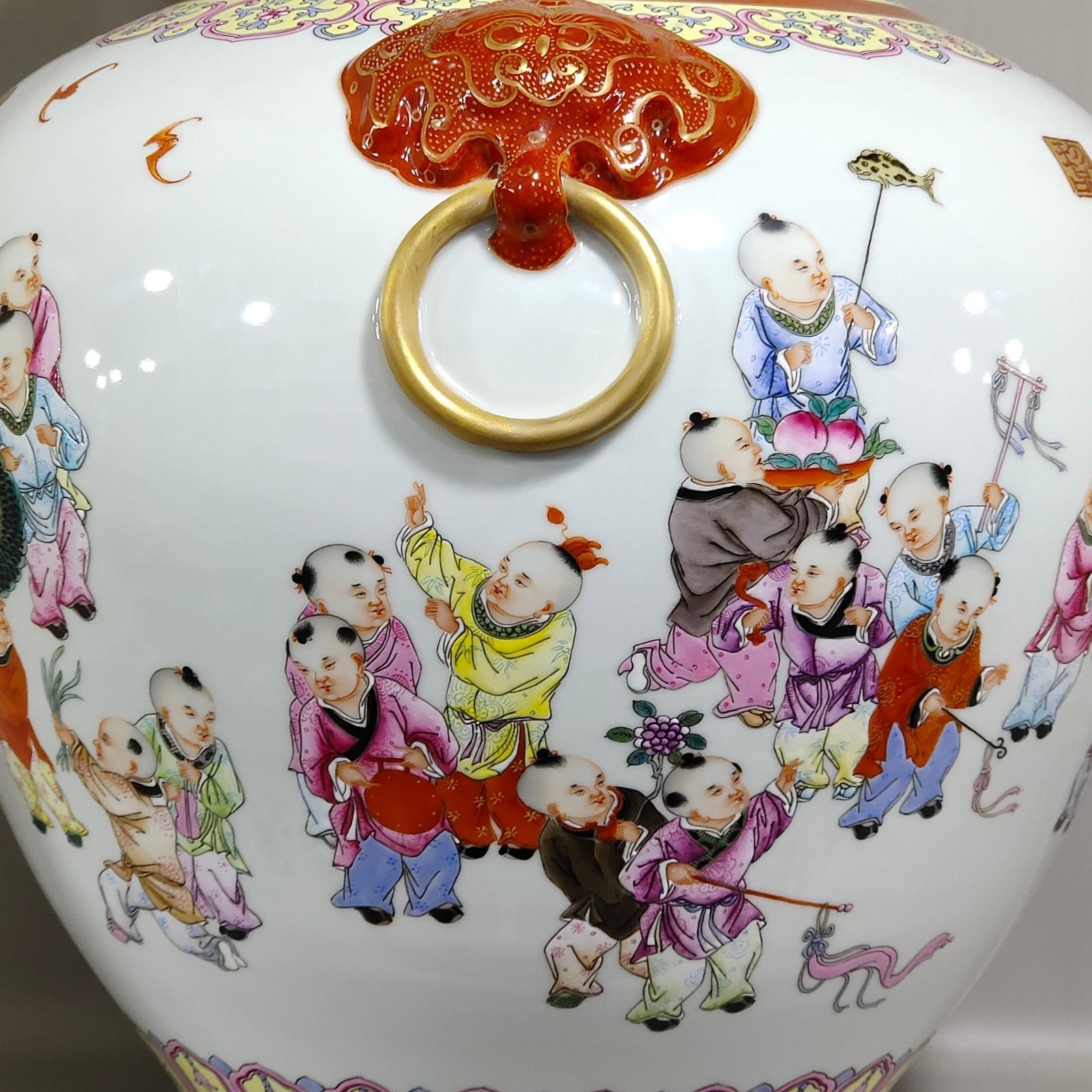 Qing Dynasty Qianlong Hundred Sons Picture with Poem