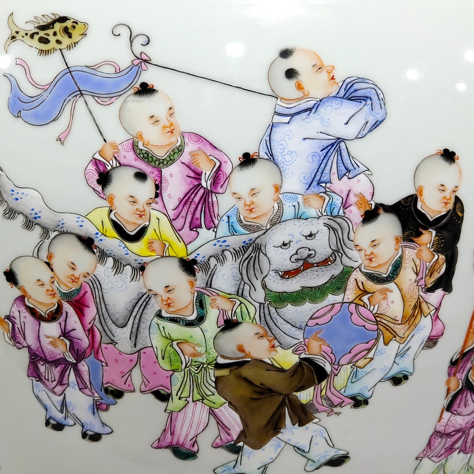 Qing Dynasty Qianlong Hundred Sons Picture with Poem