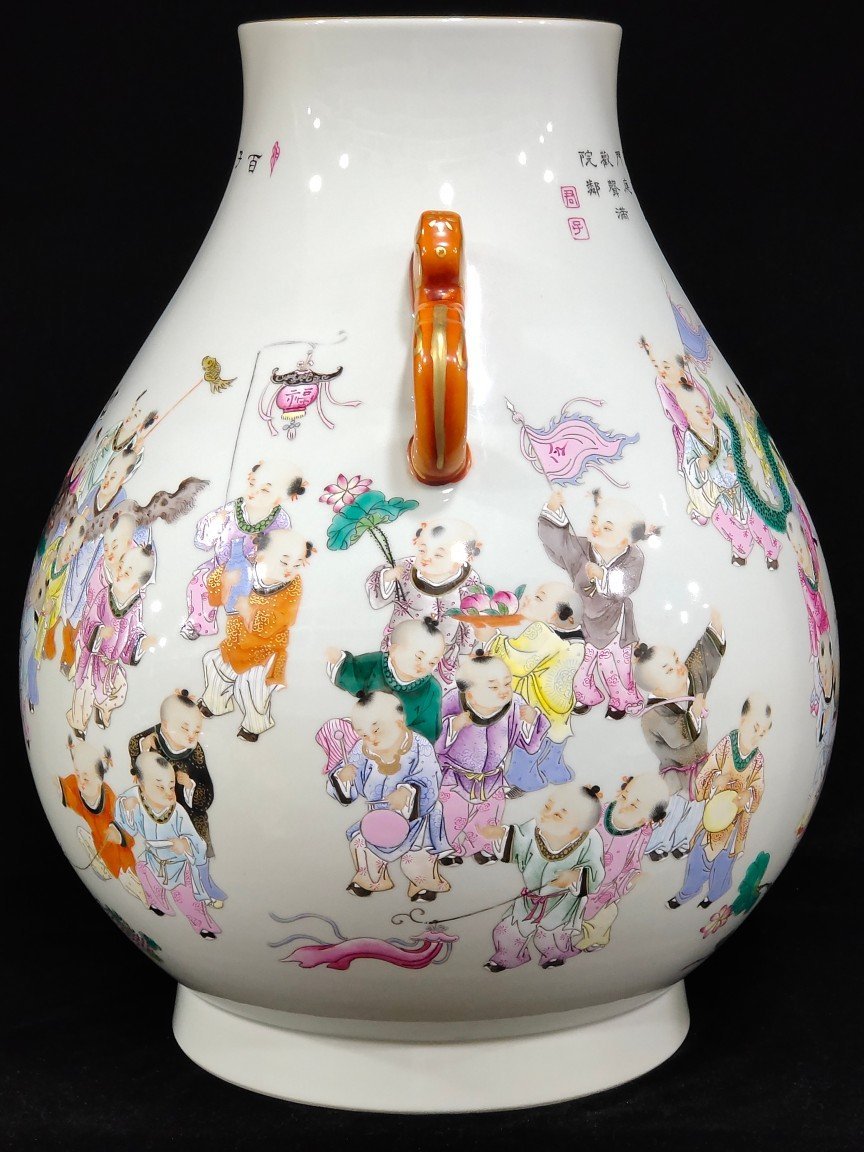 Qing Dynasty Qianlong Baizi Spring Buddha Bucket Zun