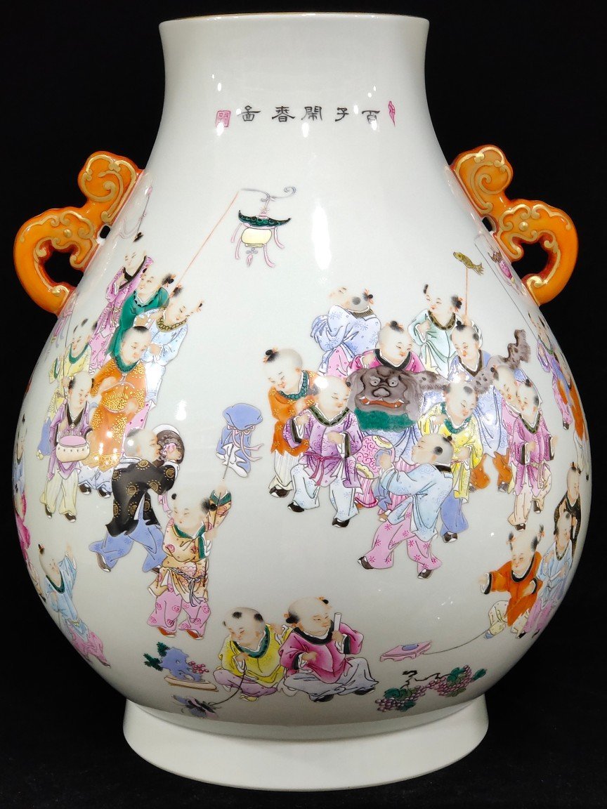 Qing Dynasty Qianlong Baizi Spring Buddha Bucket Zun