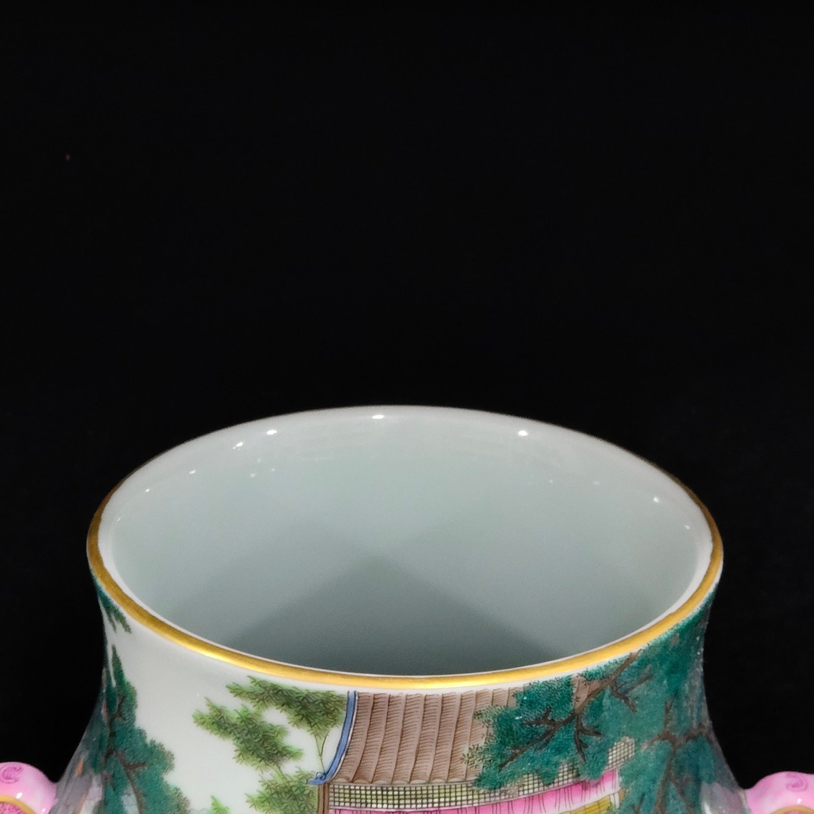 Qing Dynasty Qianlong Beautiful Pictures Two Eared Buddha Barrel Zun