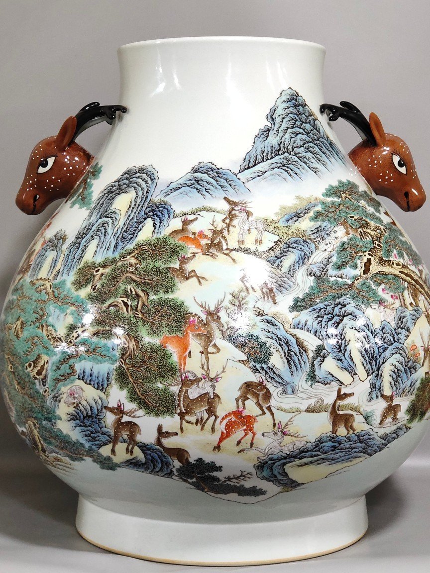 Qing Dynasty Qianlong A hundred deer headed statue