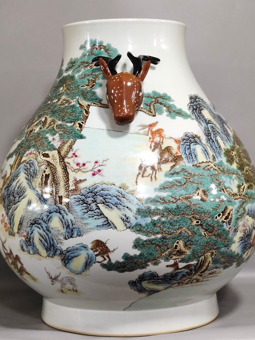 Qing Dynasty Qianlong A hundred deer headed statue