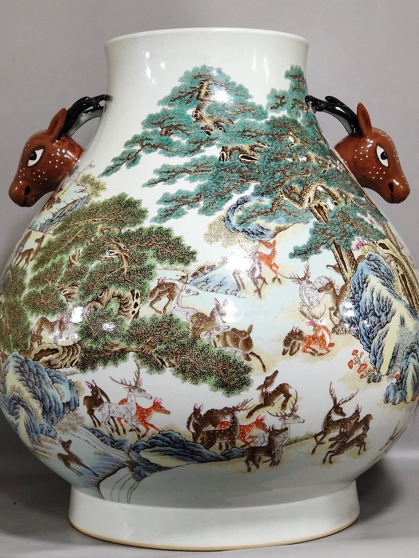 Qing Dynasty Qianlong A hundred deer headed statue