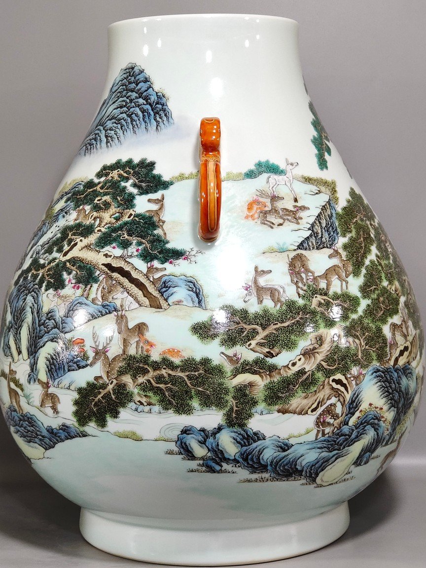 Qing Dynasty Qianlong A barrel statue of the Hundred Deer Buddha