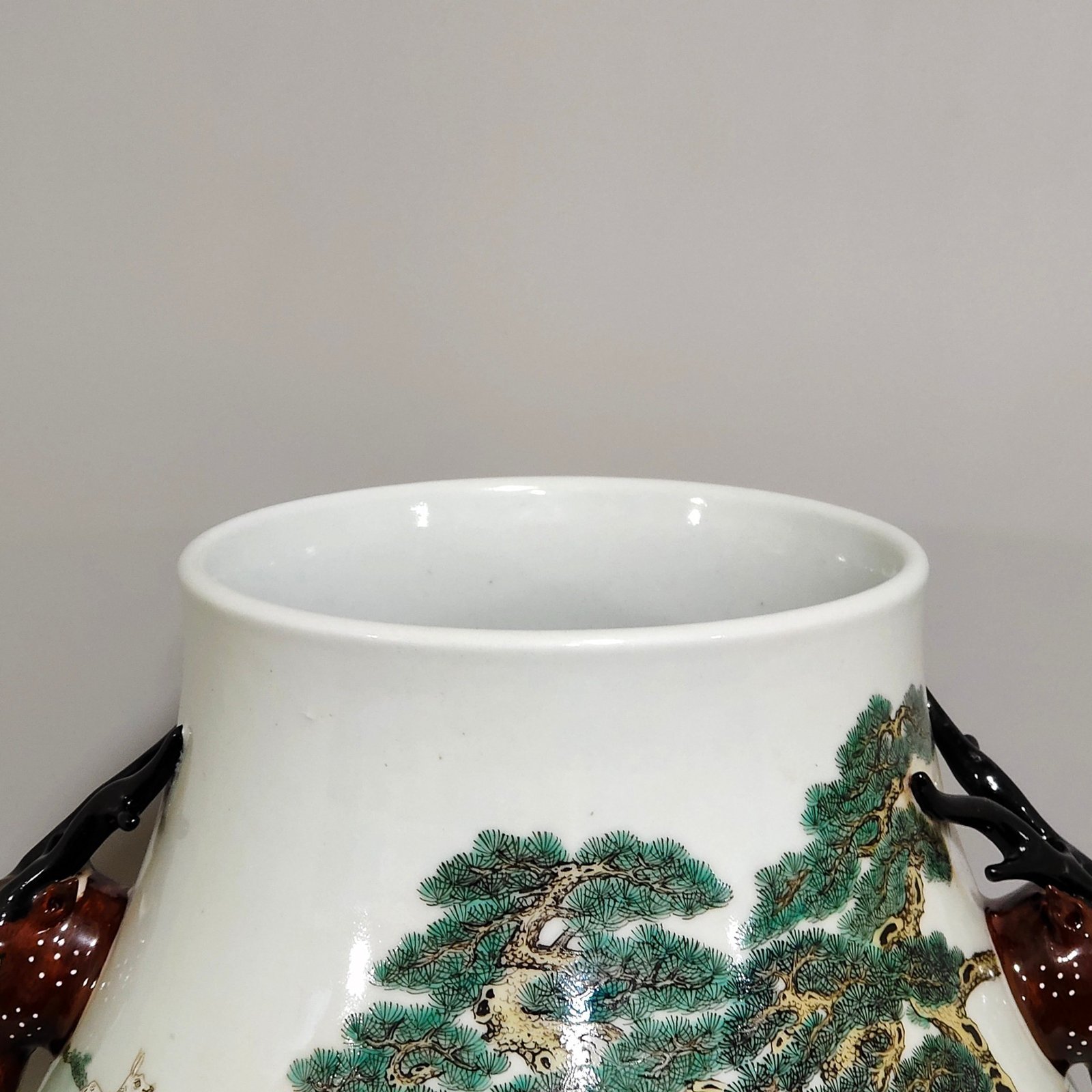 Qing Dynasty Qianlong Hundred Deer Deer Head Statue Vase